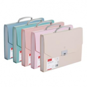 齐心 A6198 颜选莫兰迪软手提风琴包 A4 13格